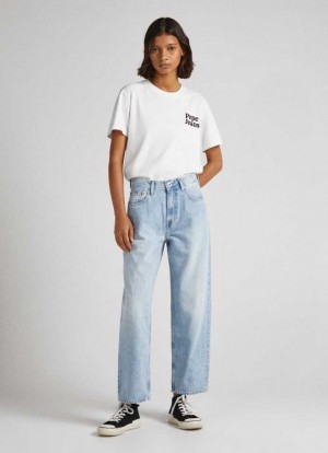 Pepe Jeans Dover Relaxed Fit High-rise Jeans Straight Jeans Dam Blå | 605749UBA