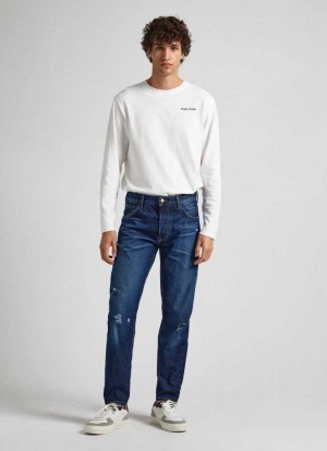 Pepe Jeans Easton Relaxed Fit Drop-waist Jeans Denim Herr Blå | 120957AOD