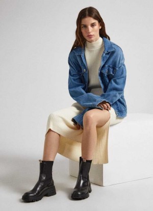 Pepe Jeans Elastic Mid-calf Boots Stövlar Dam Svarta | 063178ZCV