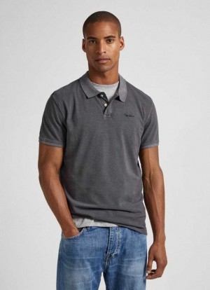 Pepe Jeans Embroidered Logo Piqu Piketröja Herr Grå | 187652LCS