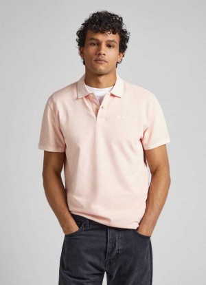 Pepe Jeans Embroidered Logo Piqu Piketröja Herr Rosa | 795243UVY