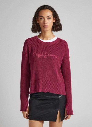 Pepe Jeans Embroidered Logo Sweatshirt Stickat Dam Röda | 719243QUF