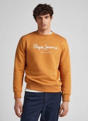 Pepe Jeans Embroidered Logo Sweatshirt Tröjor Herr Gula | 289704YLE