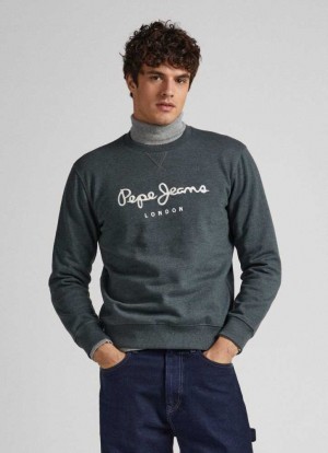 Pepe Jeans Embroidered Logo Sweatshirt Tröjor Herr Gröna | 798624LDZ