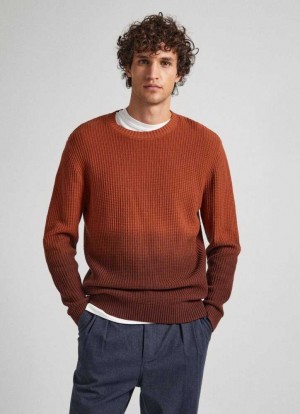 Pepe Jeans Fade Effect Colour Block Knit Jumpers Herr Orange | 706182WIG