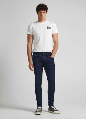 Pepe Jeans Finsbury Mager Fit Low-rise Jeans Skinny Jeans Herr Blå | 604975LPI
