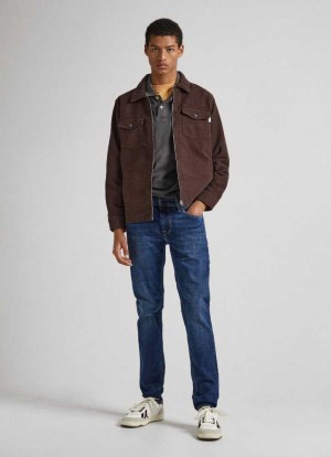 Pepe Jeans Finsbury Mager Fit Low-rise Jeans Skinny Jeans Herr Blå | 943812ULM