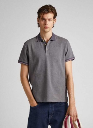 Pepe Jeans Flag Logo Polo Shirt Piketröja Herr Grå | 367014NAK