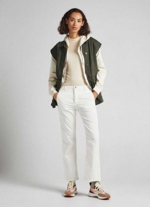 Pepe Jeans Flare Fit Chino Trousers Långbyxor Dam Vita | 425370RTH