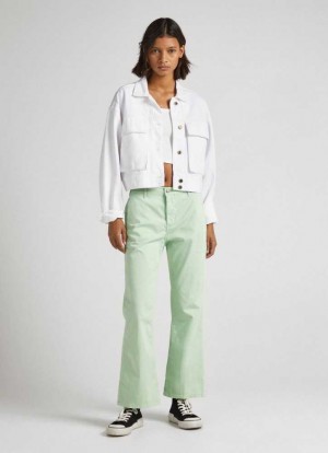Pepe Jeans Flare Fit Chino Trousers Långbyxor Dam Gröna | 207851QWB