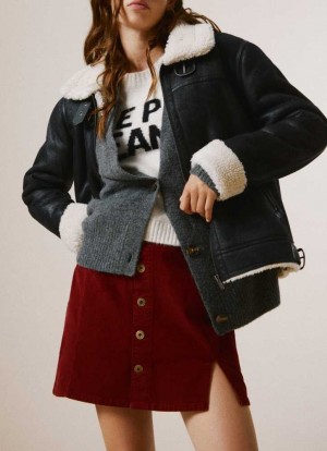 Pepe Jeans Fleece Fodrade Biker Jacket Jacka Dam Svarta | 642953EGT