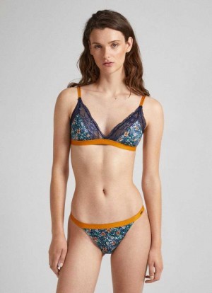 Pepe Jeans Floral Bomull Bra Underkläder Dam Marinblå | 925617JUZ