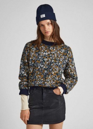 Pepe Jeans Floral Jacquard Knit Stickat Dam Gröna | 830697RXB