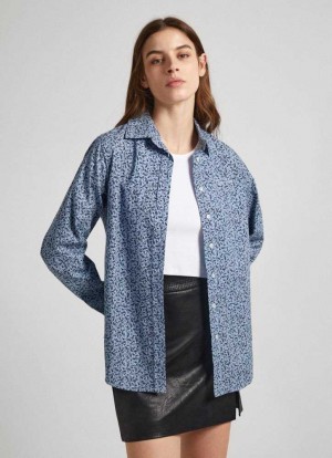 Pepe Jeans Floral Print Bomull Shirt Skjorta Dam Olika Färger | 213984SIC
