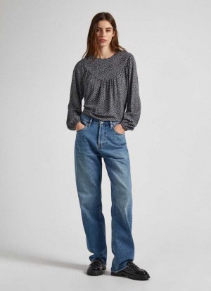 Pepe Jeans Floral Print Dobby Blouse Blus Dam Olika Färger | 476231RQO