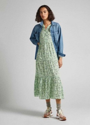Pepe Jeans Floral Print Klänning Klänning Dam Olika Färger | 569201JAR