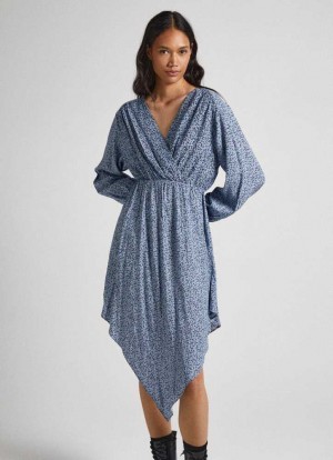 Pepe Jeans Floral Print Lurex Klänning Klänning Dam Olika Färger | 645921VLK