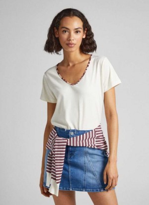 Pepe Jeans Flowing V-neck T-shirt T-shirt Dam Vita | 165408GKP