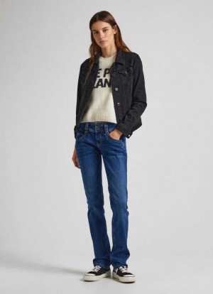 Pepe Jeans Gen Regular Fit Mid-rise Jeans Straight Jeans Dam Blå | 932064SIW