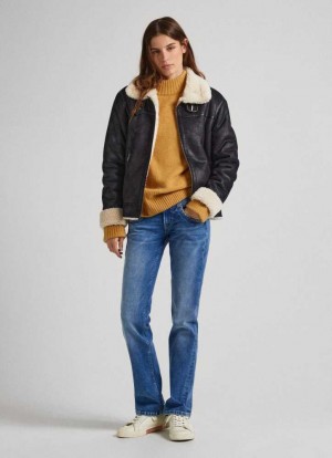 Pepe Jeans Gen Regular Fit Mid-rise Jeans Straight Jeans Dam Blå | 249683IZQ