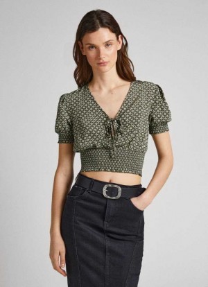 Pepe Jeans Geometric Print Blouse Blus Dam Olika Färger | 485201ZLB