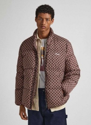 Pepe Jeans Geometric Print Puffer Jacket Jacka Herr Bruna | 180745QKM