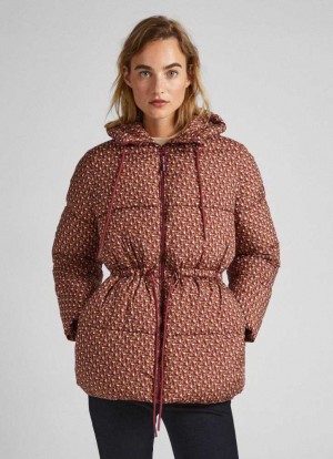 Pepe Jeans Geometric Print Puffer Jacket Jacka Dam Olika Färger | 652791LXD