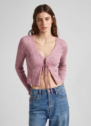 Pepe Jeans Heathered Melange Bomull Cardigan Stickat Dam Röda | 016753MCJ