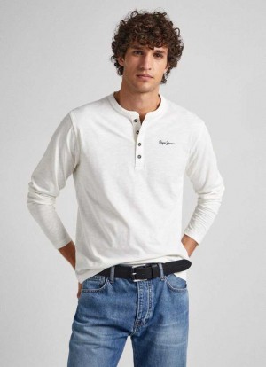 Pepe Jeans Henley Collar Long-sleeve T-shirt T-shirt Herr Vita | 519268RYK