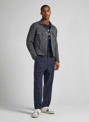 Pepe Jeans Herringbone Chino Trousers Långbyxor Herr Blå | 516029YRV