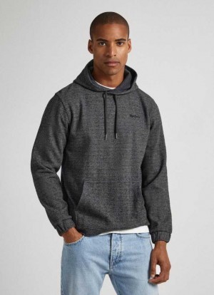Pepe Jeans Herringbone Hooded Sweatshirt Tröjor Herr Svarta | 579621PJY