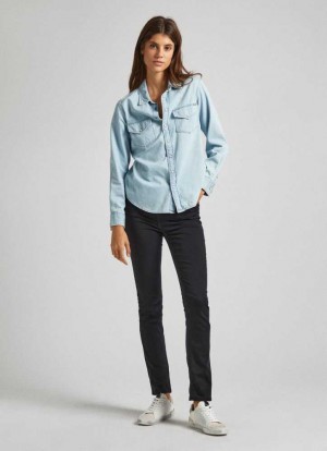 Pepe Jeans Hetero Fit Elastic Trousers Långbyxor Dam Svarta | 250419APW