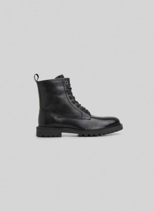Pepe Jeans High Läder Boots Stövlar Herr Svarta | 528146MDG