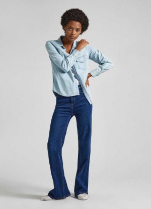 Pepe Jeans High-rise Bootcut Fit Jeans Bootcut Jeans Dam Blå | 532164GIK