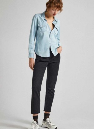 Pepe Jeans High-rise Hetero Fit Jeans Denim Dam Blå | 917238ZTI