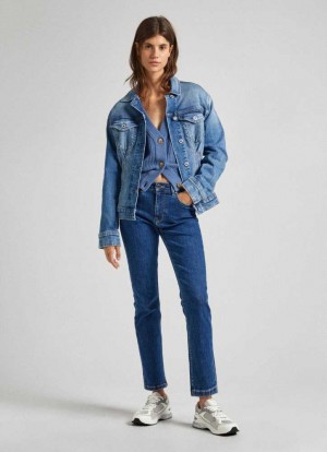 Pepe Jeans High-rise Hetero Fit Jeans Denim Dam Blå | 713204CUW