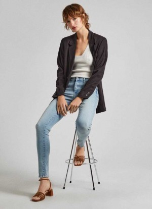 Pepe Jeans High-rise Mager Fit Jeans Denim Dam Blå | 570689NAV