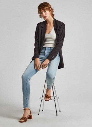 Pepe Jeans High-rise Mager Fit Jeans Skinny Jeans Dam Blå | 918637LCK