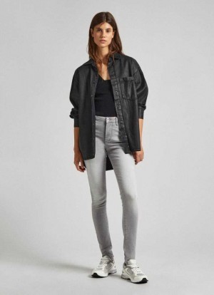 Pepe Jeans High-rise Mager Fit Jeans Skinny Jeans Dam Blå | 082149EFM
