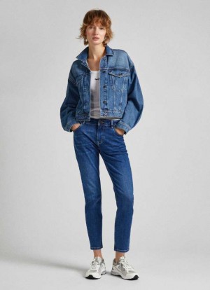 Pepe Jeans High-rise Taper Fit Jeans Denim Dam Blå | 075239RVK