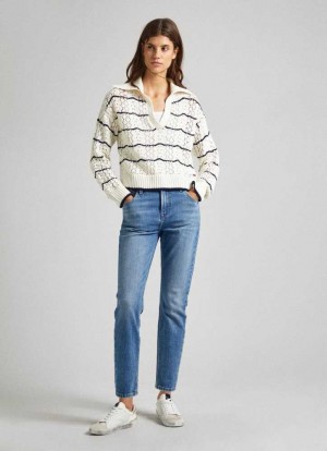 Pepe Jeans High-rise Taper Fit Jeans Denim Dam Blå | 647518BJQ