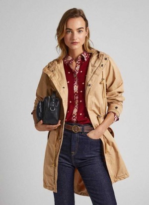 Pepe Jeans Hooded Bomull Parka Jacka Dam Bruna Beige | 047315ASZ