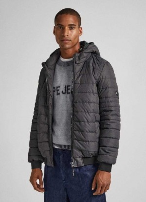 Pepe Jeans Hooded Marl Puffer Jacket Jacka Herr Grå | 430789UNP