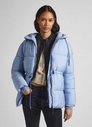 Pepe Jeans Hooded Puffer Jacket Jacka Dam Grå Blå | 296750WZF