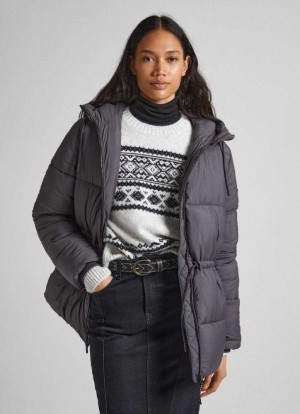 Pepe Jeans Hooded Puffer Jacket Jacka Dam Mörkgrå | 643501JGY