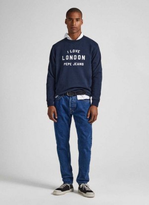 Pepe Jeans I Love London Tapered Fit Jeans Jeans Herr Blå | 927143SBE
