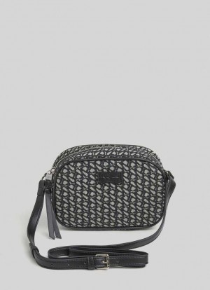 Pepe Jeans Jacquard Camera Crossbody Bag Väskor & Ryggsäck Dam Svarta | 392185GLD