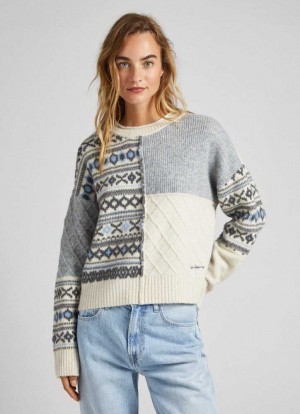 Pepe Jeans Jacquard Patchwork Knit Stickat Dam Olika Färger | 058293TNW