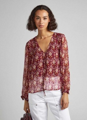 Pepe Jeans Keyhole Neckline Blouse Blus Dam Olika Färger | 789650DAX