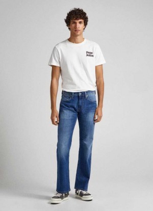 Pepe Jeans Kingston Relaxed Fit Mid-rise Jeans Denim Herr Blå | 753046QJB